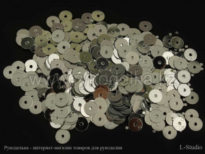 Пайетки хром. 6мм. Серебро. 5гр.