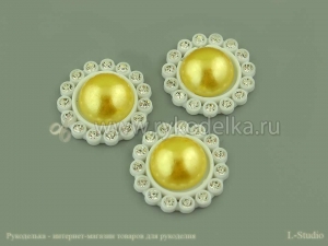 Кабошон-серединка. Желтый. 20мм.