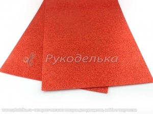 Фоамиран глиттерный. Красный. 30х20см