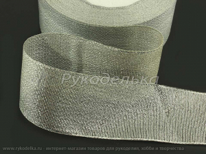 Лента парча. Серебро. 40мм.