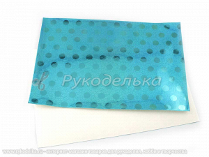 Кожзам 22х15см. Голографик. Горох. Голубой