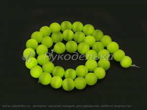 Бусины. Кошачий глаз. 10мм. Салатовый. Нить.