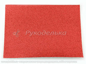 Кожзам с глиттером 21х15см. Красный.