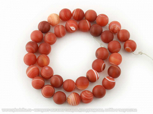 Бусины. Агат коричневый матовый. 10мм. Нить 40см.