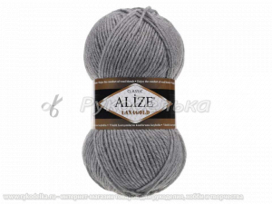 Пряжа Alize Lana Gold. 100гр.  Серый меланж (21)