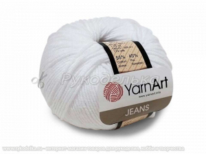 Пряжа YarnArt. Jeans 50гр. Белый (62).