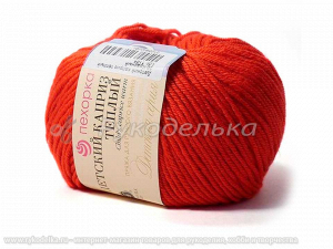 Пряжа Пехорка. Детский каприз теплый. 50гр. Красный (06).