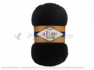 Пряжа Alize Angora Real 40. 100гр. Черный (60)