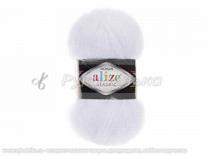 Пряжа Alize Mohair Classic. 100гр. Белый (55)