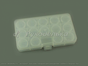 Контейнер с баночками для мелочей. OM-042-110, 17х10см. 15 ячеек