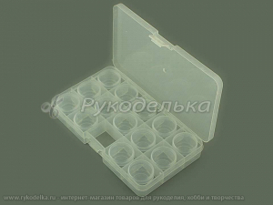 Контейнер с баночками для мелочей. OM-042-110, 17х10см. 15 ячеек