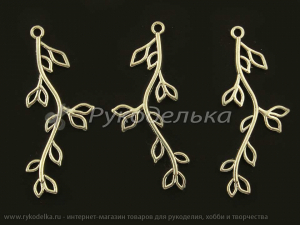 Подвеска. Веточка с листиками. 43х17мм. Серебро.