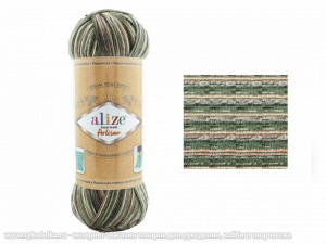 Пряжа Alize Superwash Artisan. 100гр. Зеленый (9014)