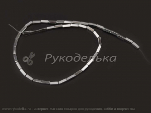 Бусины. Гематит серебристый. Брус 3х9мм. Нить.