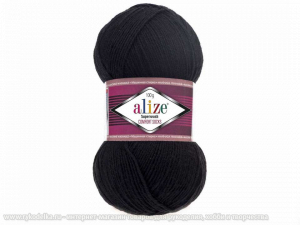 Пряжа Alize Superwash. 100гр. Черный (60)
