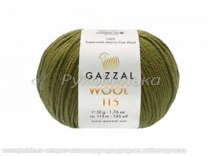 Пряжа Gazzal Wool 115 мериносовая 50гр. Болотный (3327)
