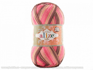 Пряжа Alize. Bella Batik. 100гр. Беж-розовый-какао (7829)
