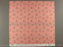 Бумага для скрапбукинга. Розовый ситец. 30,5х30,5см.