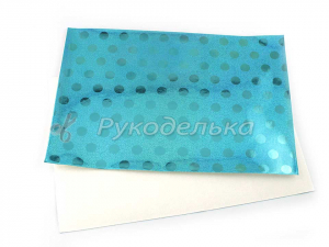 Кожзам 22х15см. Голографик. Горох. Голубой