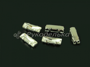 Стразы в цапках. Прямоугольник 15х5мм. Хрусталь (серебро)