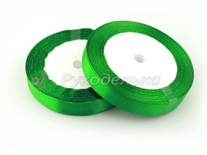 Лента атласная. Зеленая №19. 12мм. Рулон.