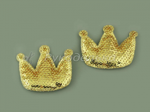 Патч 3D с пайетками. Корона. 5,5х4,5см. Золото