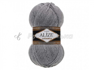 Пряжа Alize Lana Gold. 100гр.  Серый меланж (21)