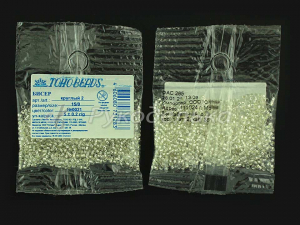 Бисер японский TOHO. 15/0. Серебристый (21). Прозрачный с посеребренным отверстием. 5гр.