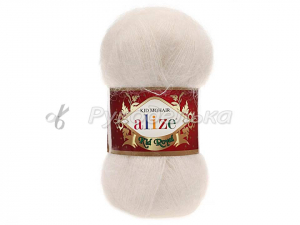 Пряжа Alize Mohair Kid Royal. 50гр. Молочный (62)