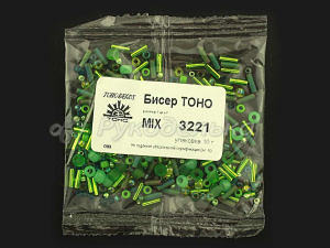 Бисер японский TOHO. MIX. Зеленый (3221). 10гр.