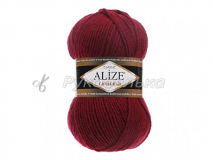 Пряжа Alize Lana Gold. 100гр.  Бордовый (57)