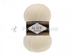 Пряжа Alize Lana Gold. 100гр.  Кремовый (001)