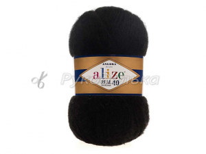 Пряжа Alize Angora Real 40. 100гр. Черный (60)