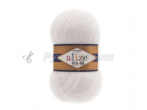 Пряжа Alize Angora Real 40. 100гр. Белый (55)