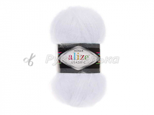 Пряжа Alize Mohair Classic. 100гр. Белый (55)