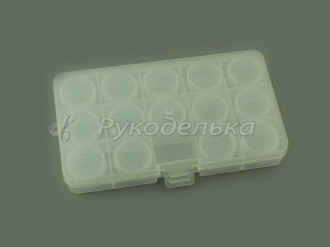 Контейнер с баночками для мелочей. OM-042-110, 17х10см. 15 ячеек