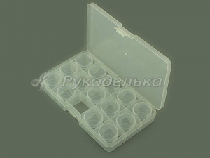 Контейнер с баночками для мелочей. OM-042-110, 17х10см. 15 ячеек