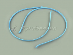 Ободок-основа. Металл+ткань. Голубой. 5мм