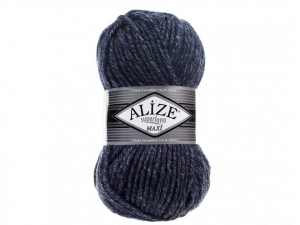 Пряжа Alize Superlana Maxi. 100гр. Темно-синий жаспе (805)