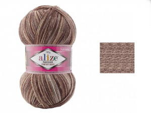 Пряжа Alize Superwash. 100гр. Коричневый меланж (7678)